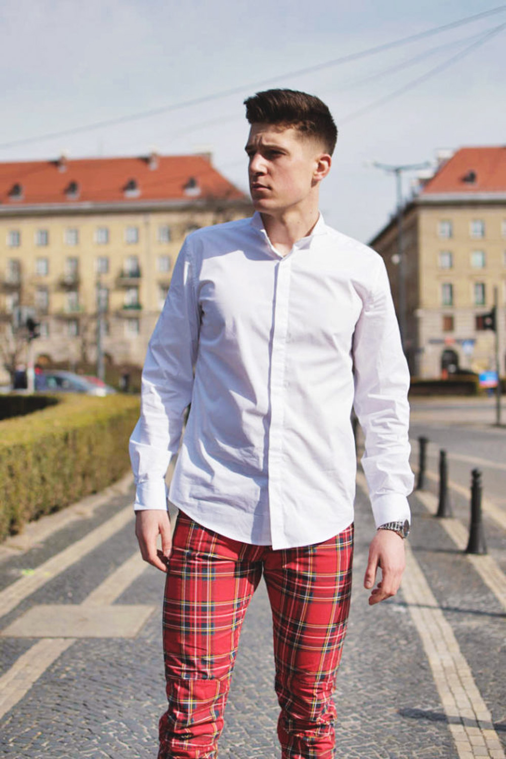 spodnie w kratę